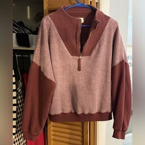 THE GREAT. Maroon and Mauve Half-Zip Pullover